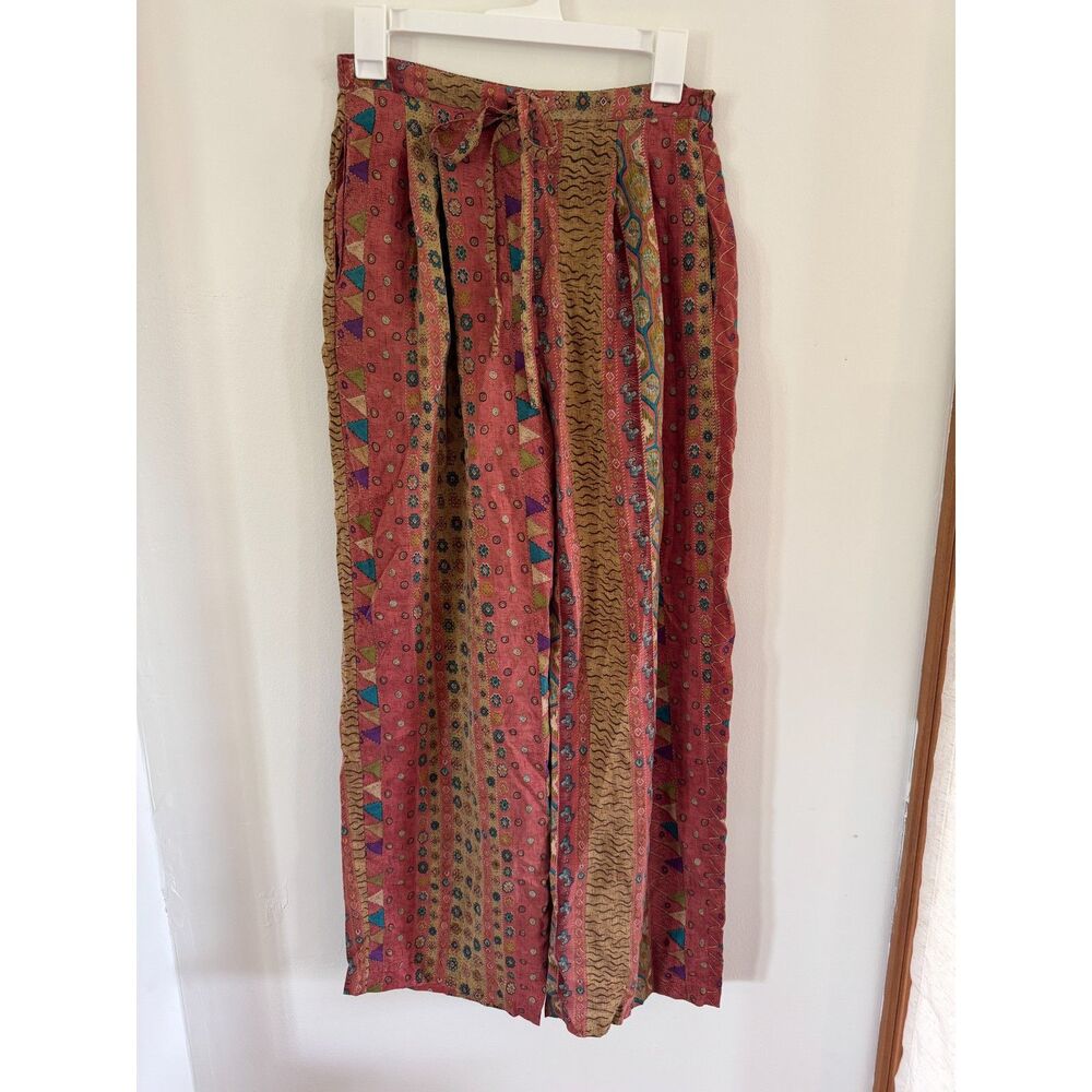 Vintage 100% Silk Palazzo Wide Leg Pants Pure Pinkerton Boho festival flowy